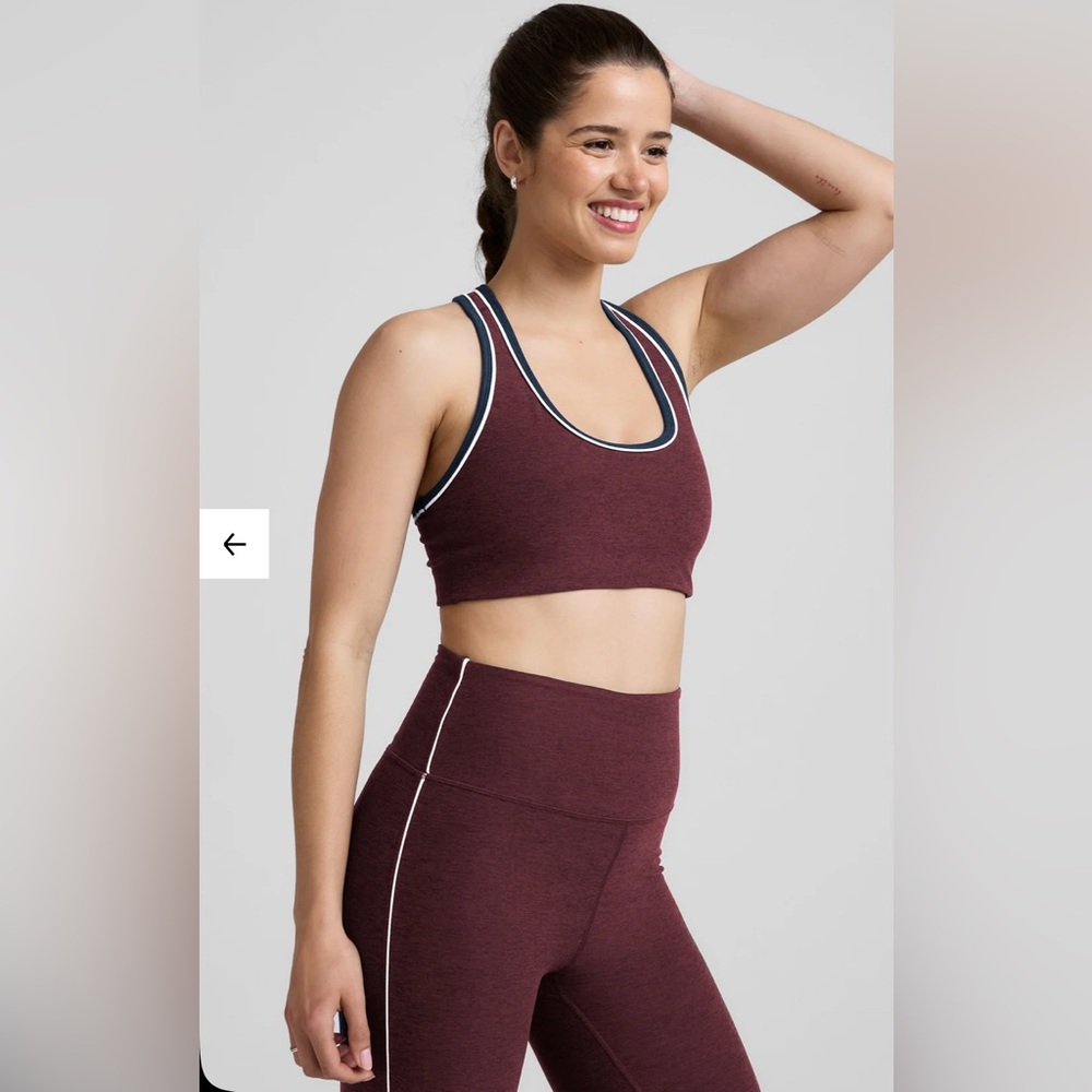 NWT Beyond Yoga Set: Spacedye Ready Bra & Midi Legging Midnight Burgundy Heather - Picture 4 of 11